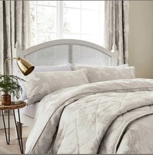 Sanderson Option Ashbee Platinum Bedding Double Duvet Cover Set + 2 Pillowcases 