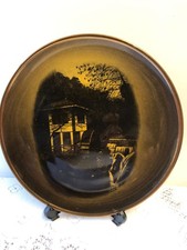 Vintage Ridgeways Pottery Treacle Glazed Hanging Wall Plate Groudle Glen Mill