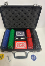 Poker Set - Texas Hold Em Chips Cards Dice Casino Case Missing *1xchip&rules* GC