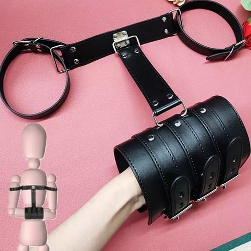 Leather black wrist cuffs - pu,