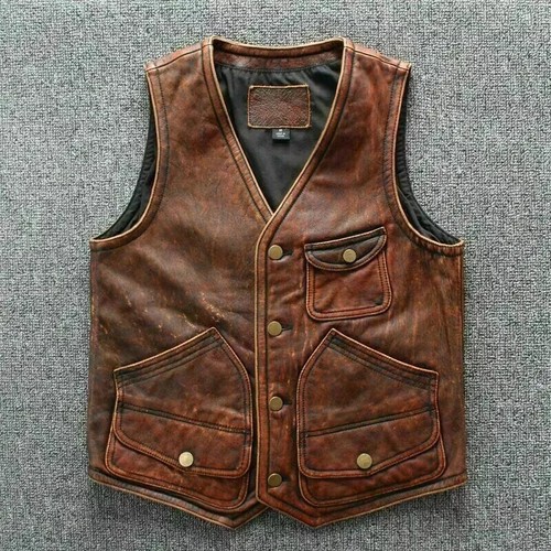 Men biker vintage tan brown - men's,