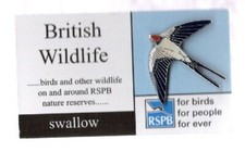 RSPB Pin Badge - Swallow - (BW) FBFPFE Blue Card