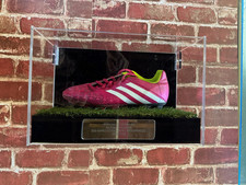 Football SINGLE Boot Display Case Wall Mount Personalised Artificial Grass