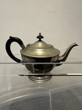 Vintage Silver Plate Teapot Hexagonal Oval Raised Footed Sheffield