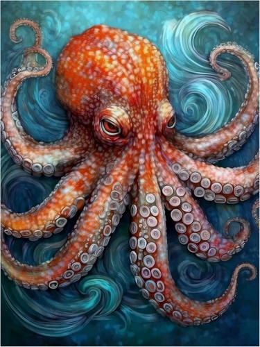 Tile mural octopus underwater - octopus,