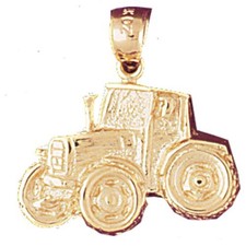 Tractor Charm Pendant 14k Gold