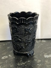 Victorian Black Milk Glass Vitro-Porcelain Vintage Spill Vase8.5 cm tall