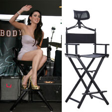 Professional Makeup Artist Directors Chair Headrest Folding Aluminum Alloy Black