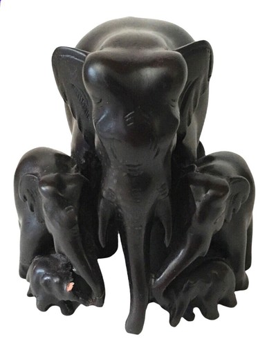 Thai elephant family - elephant, wood