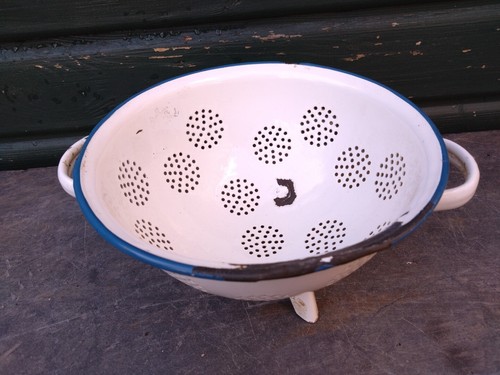 Vintage enamel colander - vintage,