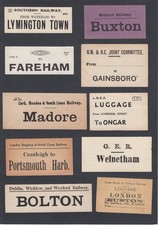 TEN Old Train Luggage Labels Label All Different Railway Lines Mixed Condition