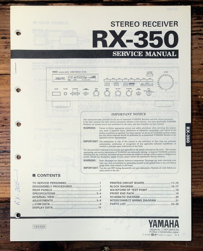 Yamaha 350 receiver service - yamaha, rx-350