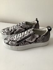 RUTH LANGSFORD SNAKE PRINT LEATHER TRAINERS. SIZE 6 (39)