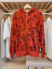 CHAMPION A BATHING APE XLARGE RED HOODIE TRACK JACKET SWEAITER ZIP UP CASUAL XL