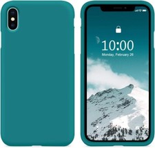 SURPHY iPhone XS Max Silicone Case , Liquid Silicone Gel Rubber Teal Blue