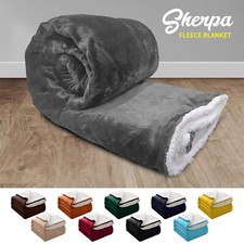 Heavy Sherpa Fleece Blanket 480 GSM Soft Warm Bed Sofa Throw Weighted Blanket UK