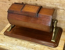 Vintage Brass & Treen Tombola Bingo Raffle Octagonal Drum - Sliding Door
