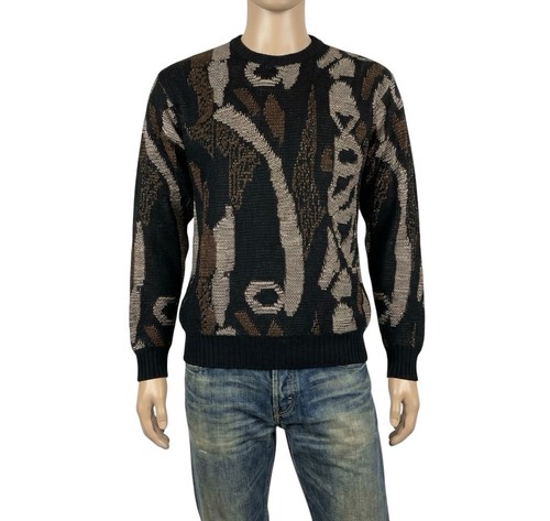 Vintage 80s patterned jumper - 80s,