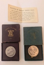 Festival of Britain 1951 Boxed Crowns Pair Royal Mint Cased Silver Coins x 2