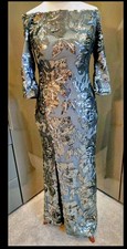 Quiz Sequin Silver Long Formal Evening Dress 10 Off Shoulder Occasion Cruise