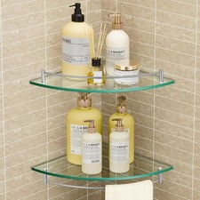 KES Glass Corner Shelf Bathroom Corner Shower Shelf Tempered Glass Shelf 2 pack'