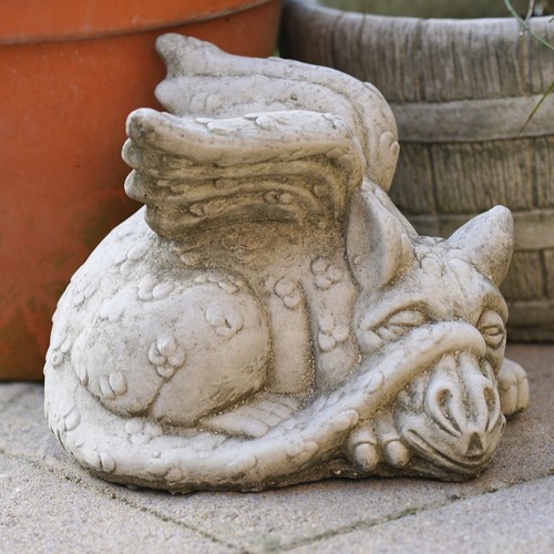 Sleepy dragon stone statue - stone,