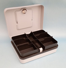 HELIX CASH BOX Metal strong Box Money Box Lockable Carry Handle + Key GREY .