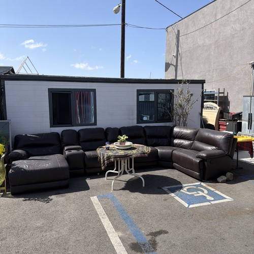 Corner leather sofa couch - leather,