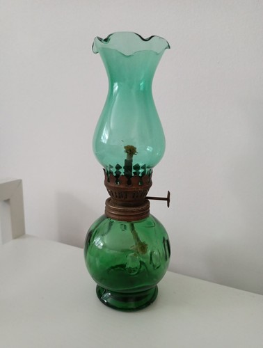 Vintage small green oil - green, lamp