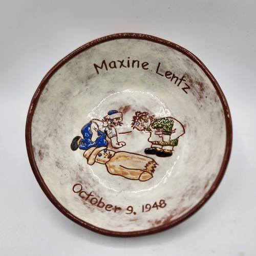 Vintage redware bowl 1948 - vintage,