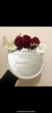 Personalised Nikah Wedding Mirror Ring Plate With Ring Holders