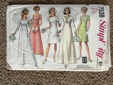 Simplicity 7538 Miss Size 12 Sixties Wedding Dress Pattern Bridesmaid Dress