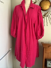 Oliver Bonas Fushia Pink Dress With Balloon Sleeves Size 18