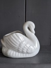 Vintage Small White Swan Planter 