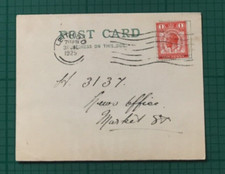 GV 1d PUC postcard Leith DO 1929 Edinburgh Evening News purple receiving cachet