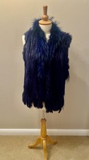 Real Rabbit Fur Gilet in Navy Blue