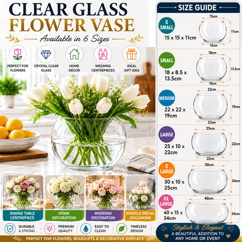 Clear glass flower - clear,