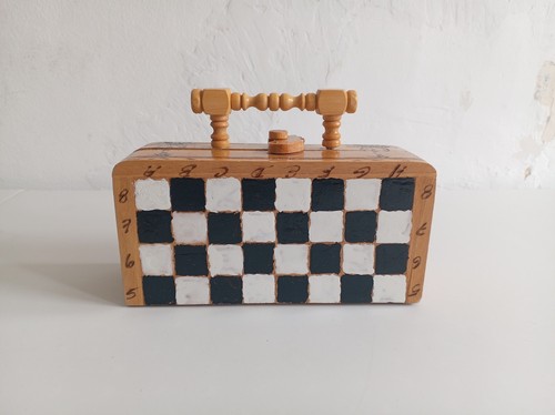 Vintage wooden travel - wooden, chess