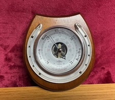 Vintage Shortland Smiths SB Solid Wood Wall Hanging Horseshoe Barometer Teak