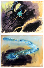 KINGFISHER on branch and in flight JOHN WORLSEY 1975 TWO original ILLUSTRATIONS