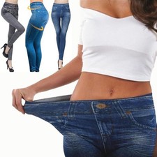 Women Faux Denim Jeans Skinny