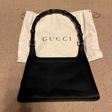 Gucci Vintage Bamboo Handle Bag, Black Nylon, Top Handle, Japan.