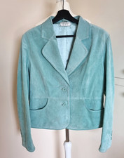 Womens Real Suede Jacket Blazer Todays Woman Blue Tailored Lined UK14 Bust 42"