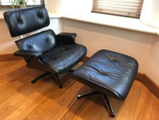 Original Charles and Ray Eames lounge chair and ottoman by Vitra All Black