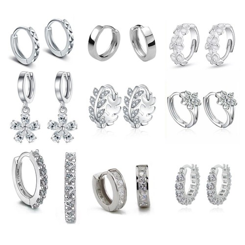 Silver huggie hoop earrings - silver,