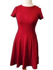 Hobbs Red Fit & Flare Short Sleeve Dress UK 8 Elegant Style
