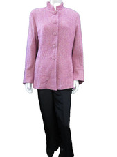 ALAIN FIGARET  pink silk wool Jacket & Talbots Petite  black silk 2pc Size 10