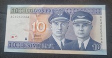 Lithuania 10 Litu 2001 Banknote [see pics for grade]