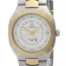 OMEGA Seamaster Polaris GMT 18K Gold Steel Watch 396.1122 Polished