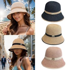 Floppy Foldable Ladies Women Straw Beach Sun Hat Summer Travel Cap Fisherman Hat